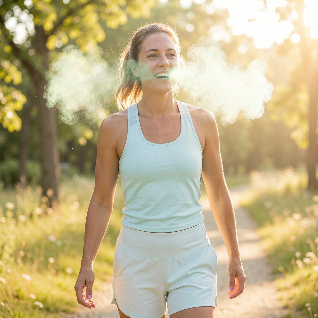 Energieke persoon die uitgerust en vitaal de dag begint